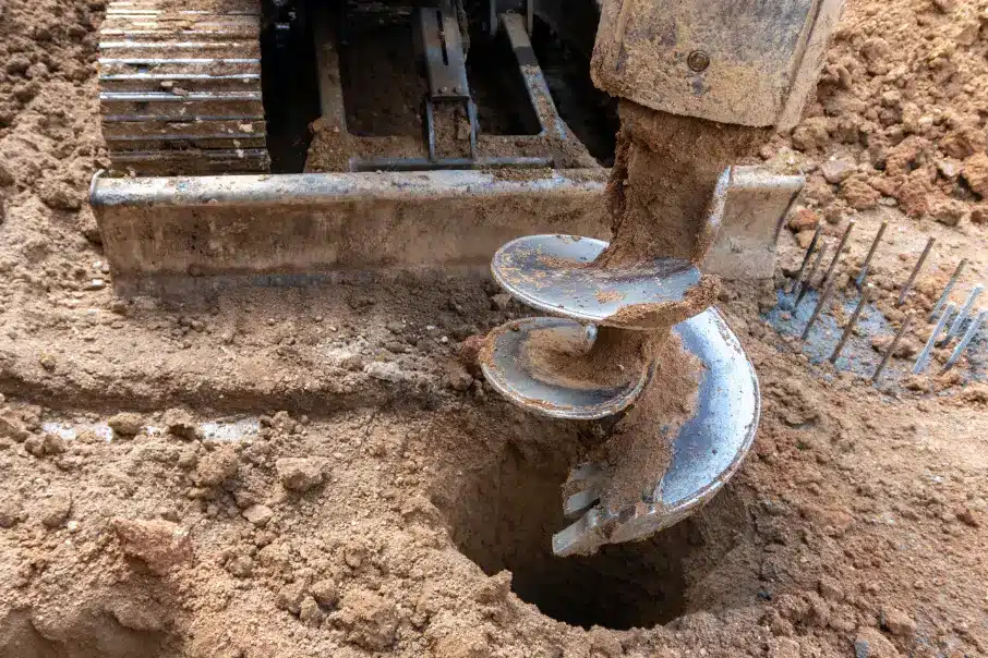 drilling a hold for a specialty foundation
