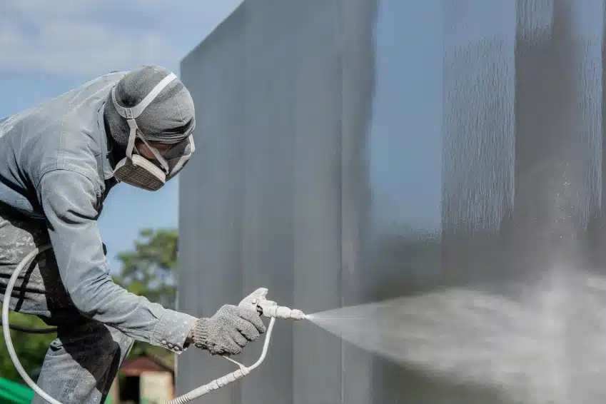 painting specialty coating on steel wall